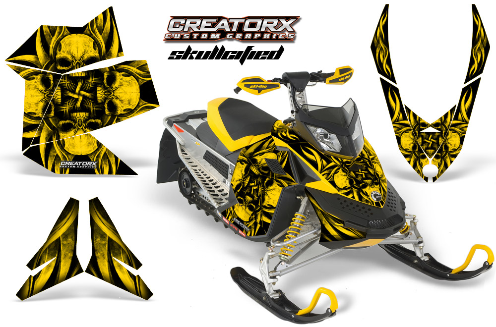 Skidoo REV XP Graphics Kit Skullcified Yellow Yellow